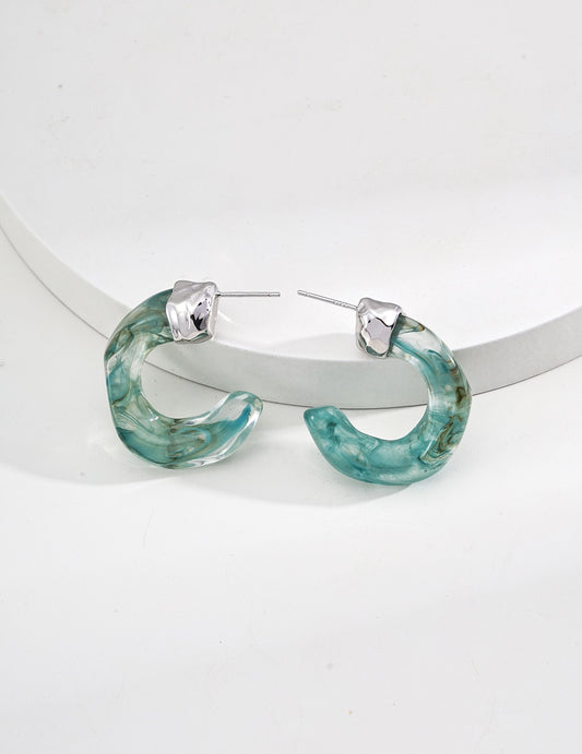 S925 silver imitation seaweed agate earrings